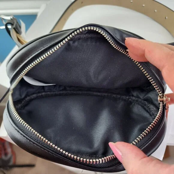 Steve Madden Black Belt Bag Fanny Pack Waist Diamond Weave NWOT - Picture 6 of 8